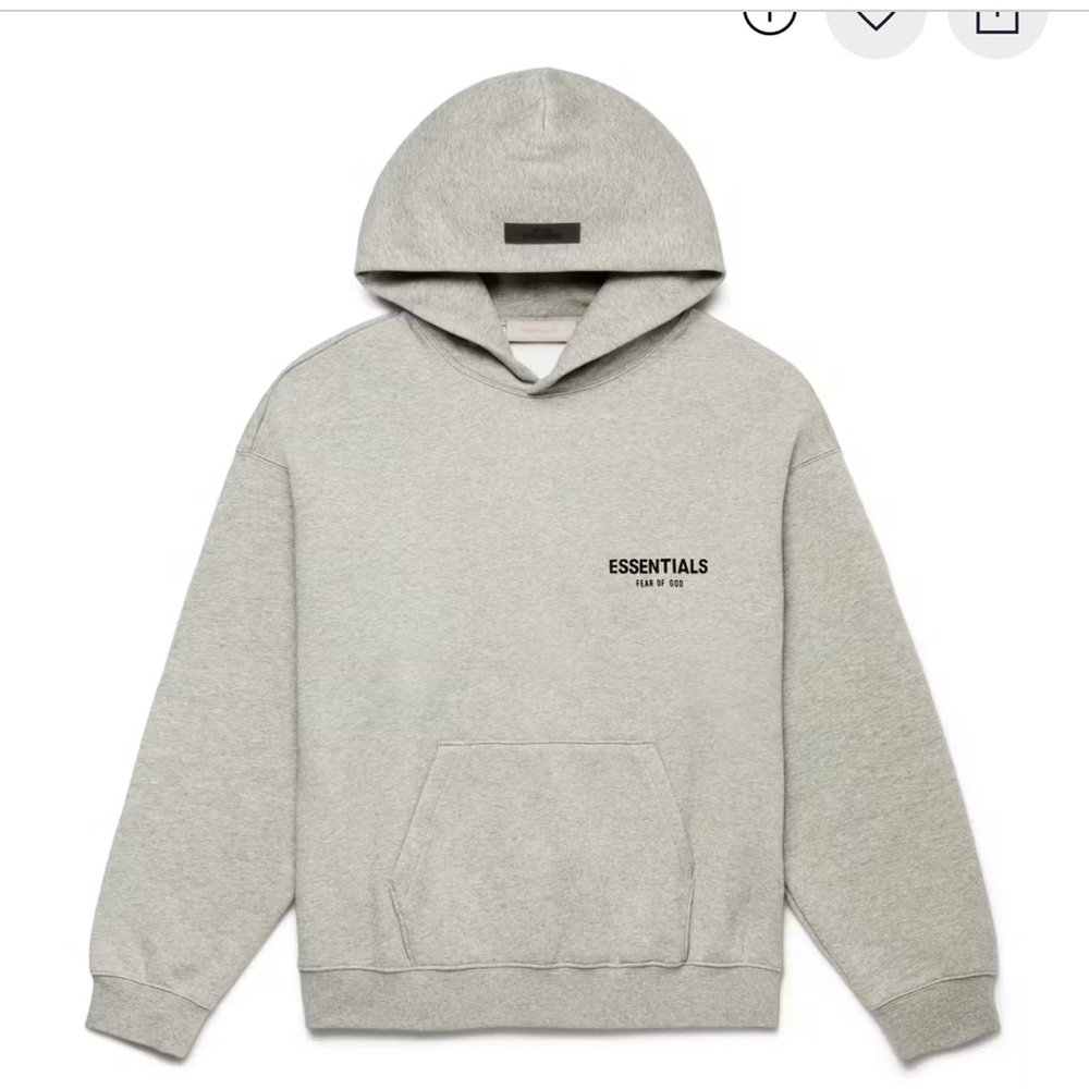 Essentials Gray Sweatshirt with Ribbed Cuffs